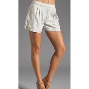 Rebecca Taylor Bleached Denim High Waist Short Pleated‎ Size 6